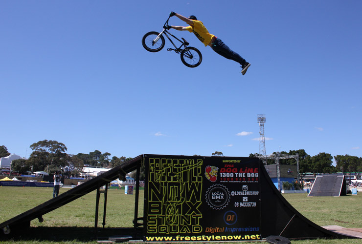 Perth royal show 2014 day 4 Brad Mas superman - freestyle now bmx stunt show